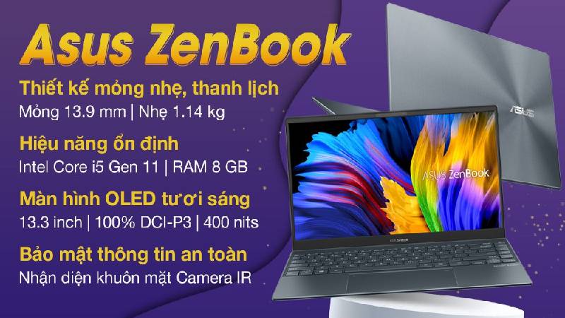 Laptop Asus ZenBook thiết kế nhỏ gọn, bền chuẩn quân đội dưới 25 triệu